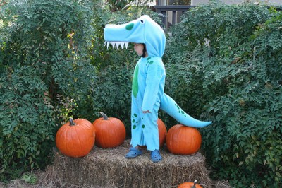 Wesley in his T-Rex costume.