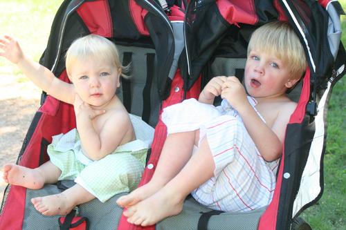 It was a short walk home, so the kids rode home naked - or "neck neck" as Jillian calls it.