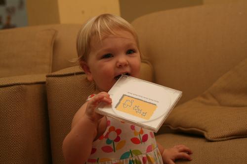 With her Duck Music CD from Mat & Becca