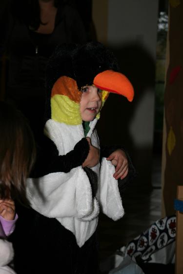 In his penguin costume from us.